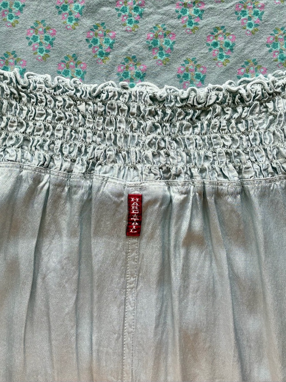 Hard Tail Pull-On Satin Maxi Skirt Ruched Waist Flowy Blue Size Medium - Picture 3 of 5